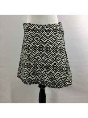 CHELSEA & Violet Pernille Jacquard Black & White Diamond Mini Skirt Size M